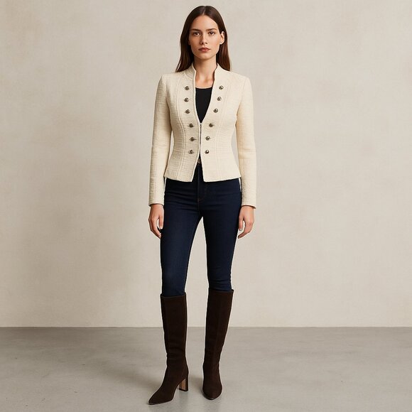 White Lace Military Jacket - Picture 1 of 7